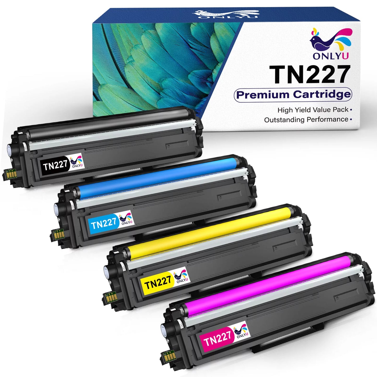 TN227 TN223 Toner Cartridge Replacement for Brother Printer High Yield (4 Pack TN-227BK/C/M/Y )