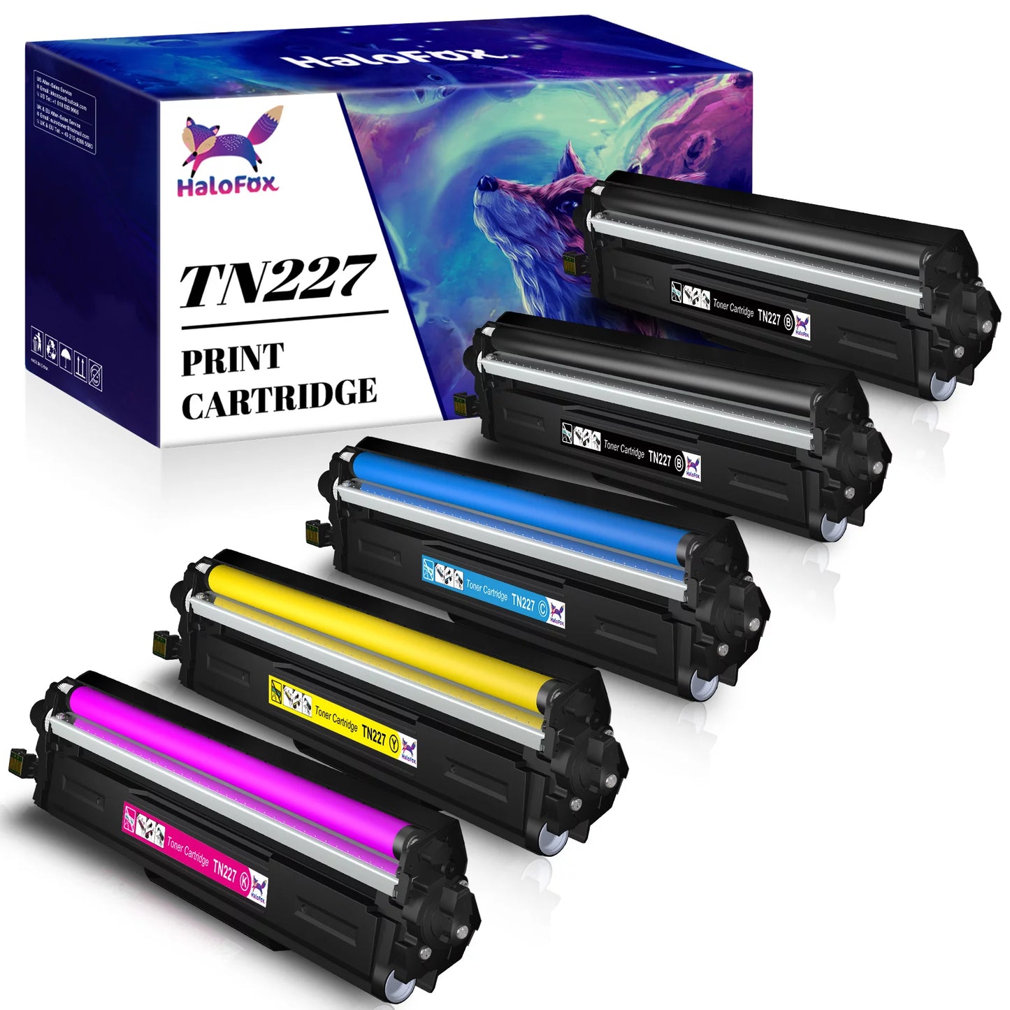 TN227 Toner for Brother Printer Toner (5-Pack,Black,Cyan,Magenta,Yellow)