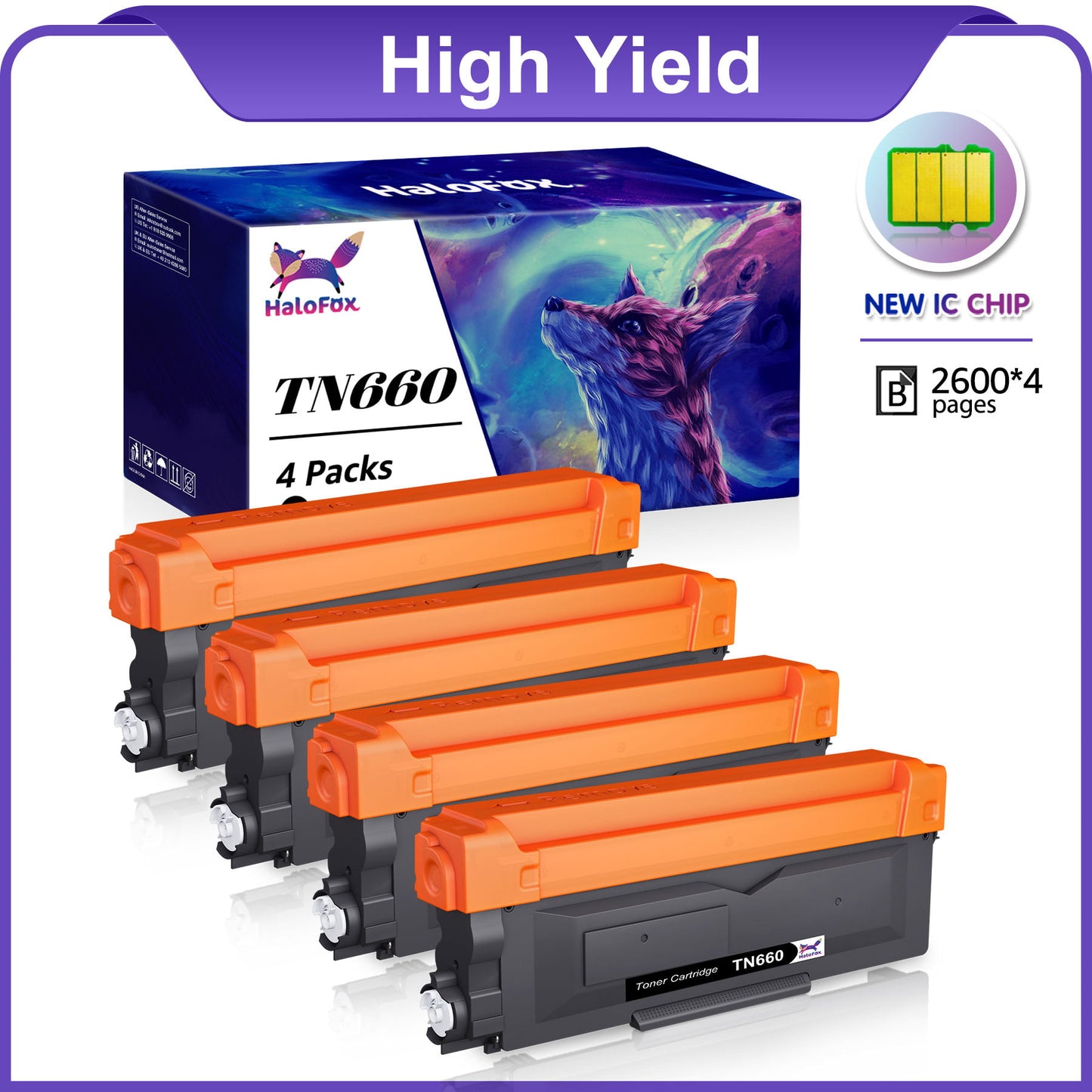 TN660 TN630 Toner Cartridge (Black, 4 Pack)