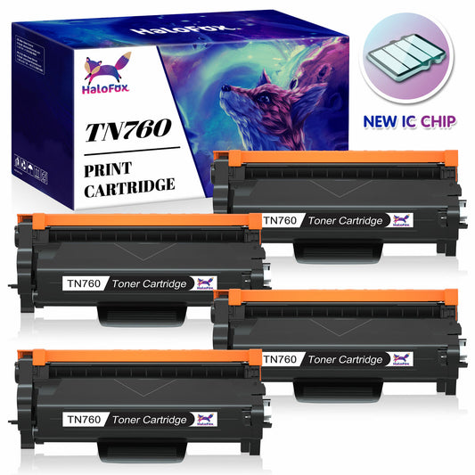 HaloFox Compatible Toner for Brother TN760 TN730 Black Toner Cartridge (Black 4-Pack)