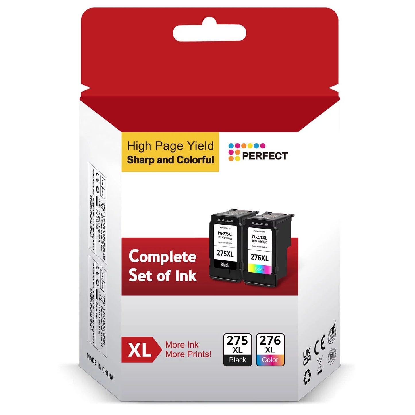 275XL 276XL High Yield Ink Cartridge Replacement for Canon printers (Black/Tri-Color, 2 Pack)