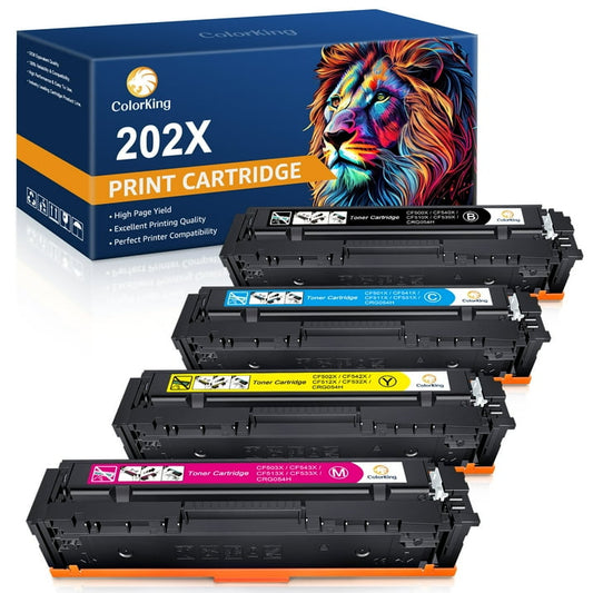 💥【Double A Page Yield】💥202X Toner Cartridge Replacement for HP 202X Toner CF500X Compatible with Color Pro MFP M281fdw M254dw M281cdw M254nw M281fdn M254 M281 Printer (Black Cyan Magenta Yellow)