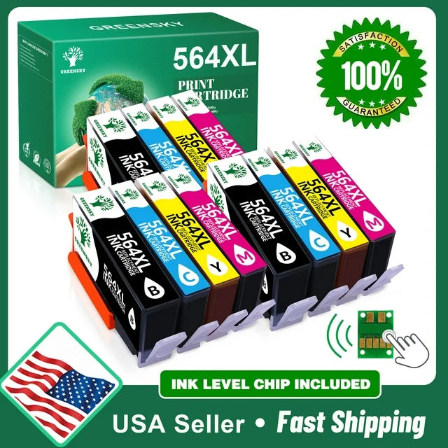 Greensky 564 XL Ink Replacement for HP 564XL Ink Cartridge(Black Cyan Magenta Yellow,12Pcs)