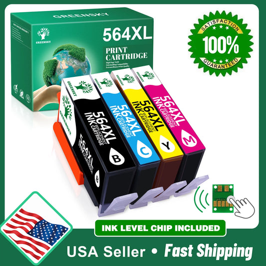 Greensky 564XL Printer Ink Replacement for HP 564 Ink Cartridge(Black Cyan Magenta Yellow,4Pcs)