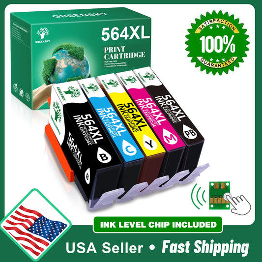 Greensky 564XL Printer Ink Replacement for HP(Photo-Black Black Cyan Magenta Yellow, 5Pcs)