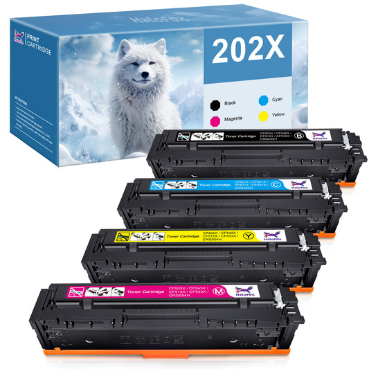 4-Pack CF500X 202X Toner Cartridge Replacement for HP 202X CF500A m281fdw 202A HP Color Laserjet Pro MFP M281fdw M281cdw M254dw M281 M281fdn M254 Toner Printer (Black Cyan Yellow Magenta)