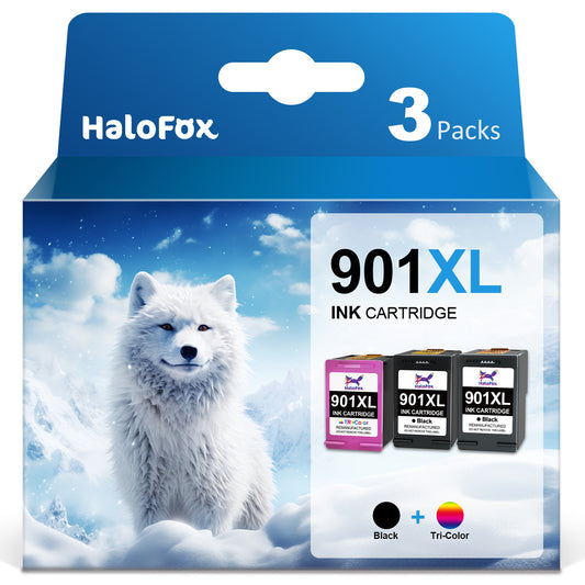 Halofox 901XL Ink Cartridges (2 Black, 1 Color)