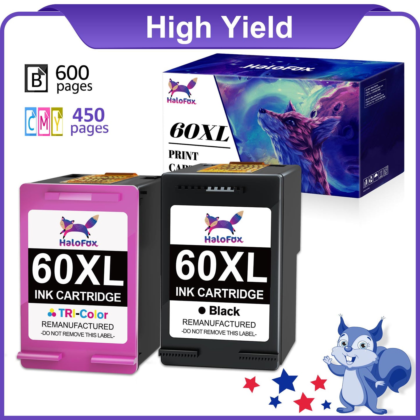 Replacement for HP 60 Ink Cartridge Combo Pack Black and Color (2 Pack)