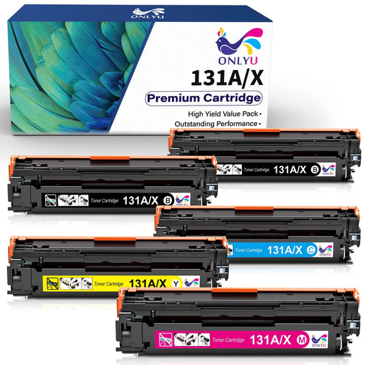 131X 131A High Yield Toner Cartridge Replacement Compatible with HP Printer (Black, Cyan, Yellow, Magenta, 5-Pack)