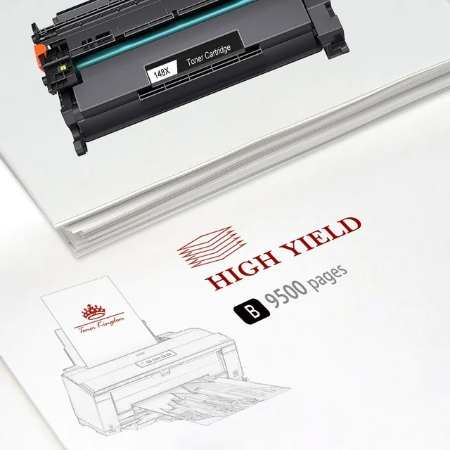 【With Chip Large Capacity】148X 148A Toner Cartridge Black High Yield 1 Pack Compatible Replacement for HP