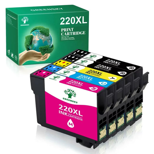 220XL Ink Cartridges Replacement for Epson（ Black Cyan Magenta Yellow 5 Pack）