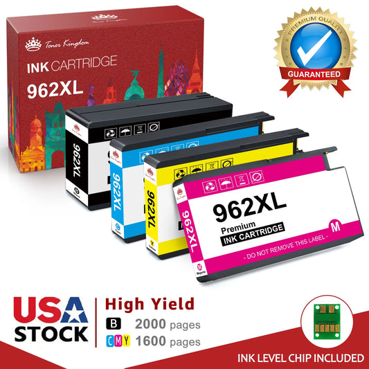 High Yield Ink 962XL Combo Pack Replacement for HP (Black Cyan Magenta Yellow)