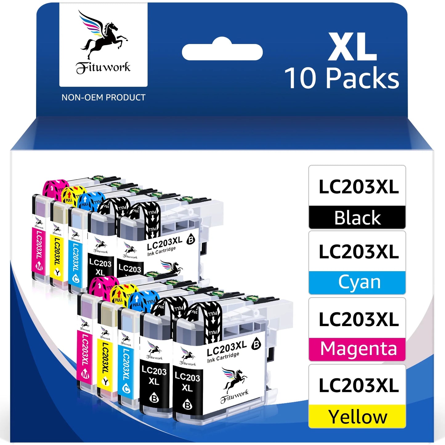 LC203 LC201 LC203XL Ink Cartridges Compatible for Brother(10 Pack)