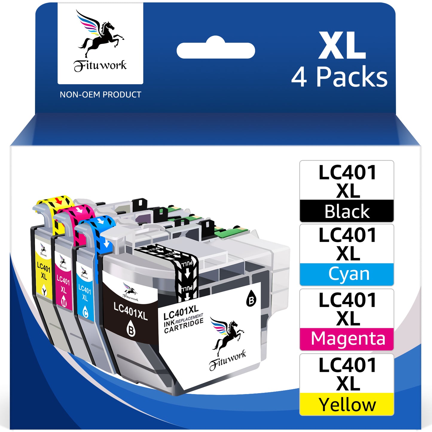 LC401 Ink Cartridges Compatible for Brother LC401XL LC401 High Yield Work with Brother MFC-J1010DW MFC-J1012DW MFC-J1170DW Printer