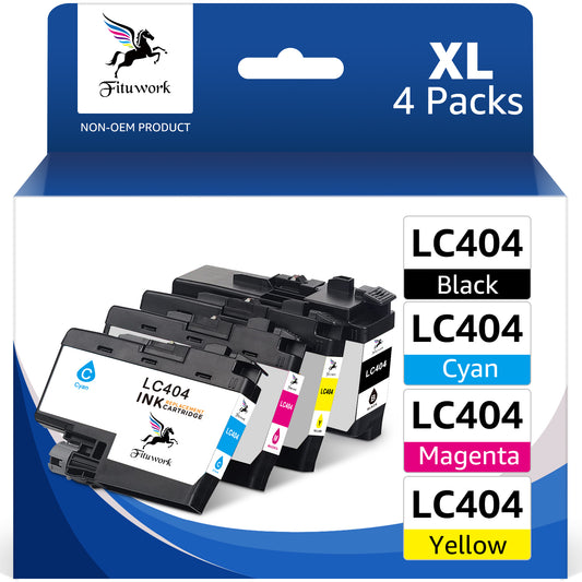 LC404 Ink Cartridges for Brother Printer for Brother LC404 Ink Cartridges Brother Ink Cartridges LC404 MFC-J1205W Ink Cartridges MFC-J1215W Ink Cartridges (4 Packs, 1 Black 1 Cyan 1 Magenta 1 Yellow)