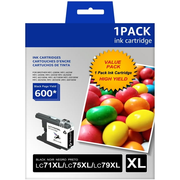 LC79 LC75 Black Ink Cartridge campatible for Brother Printer, 600 Page-Yield, Black, 1/Pack