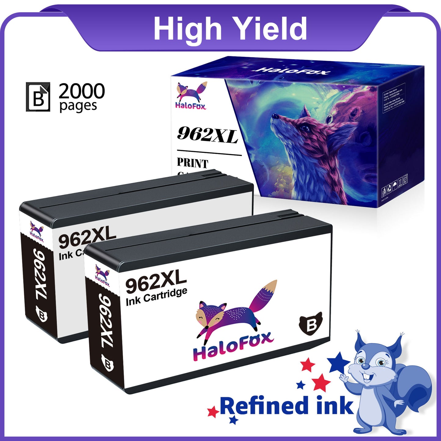 Halofox 962XL Ink Replacement for HP 962 Ink Cartridge (2 Pack)