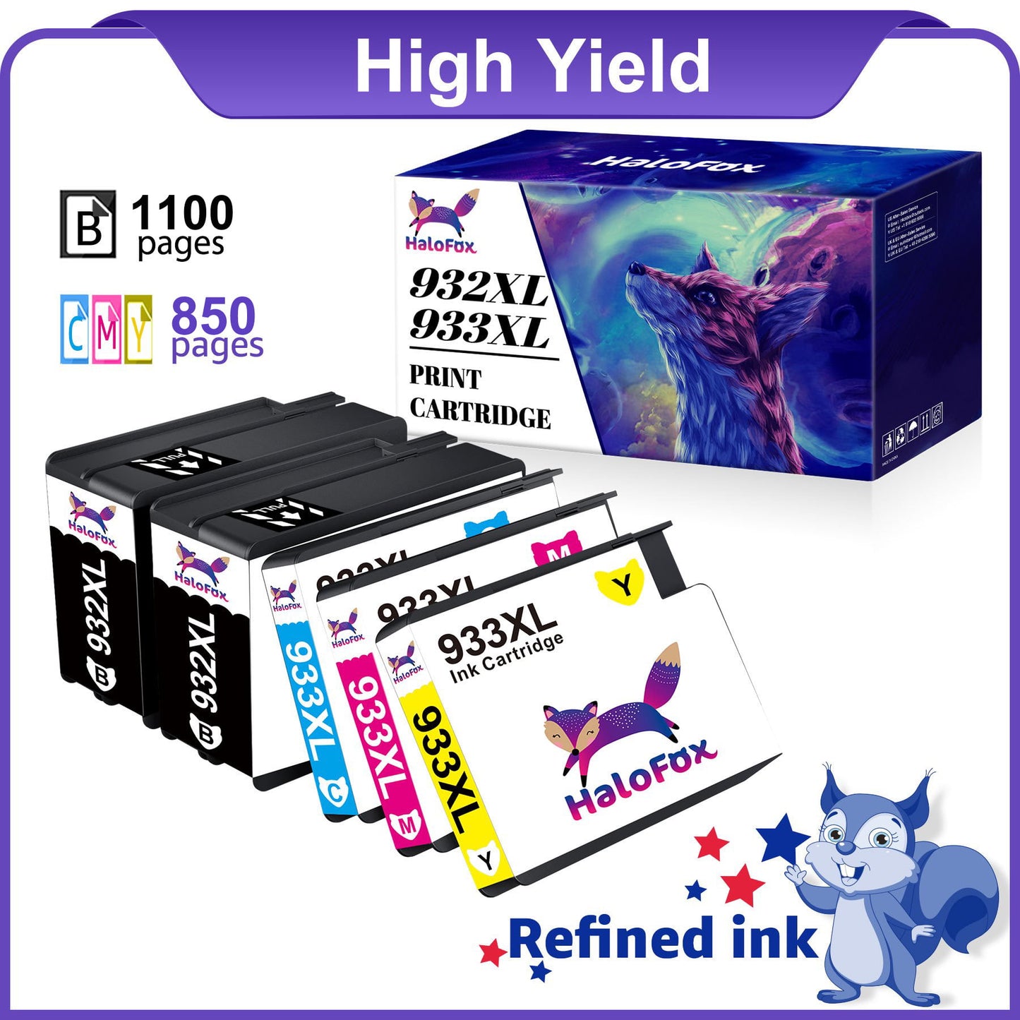 Halofox 932XL 933XL Ink Replacement (5 Pack)