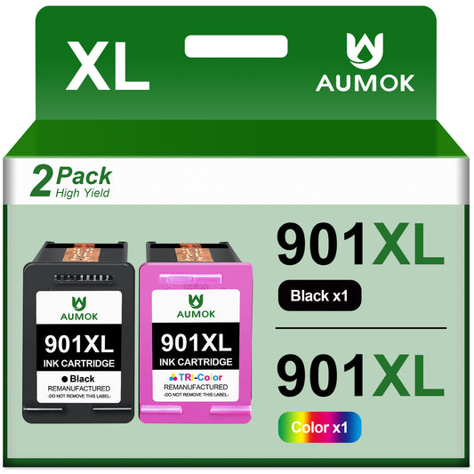 Tonerkingdom Inks-2PK Replacement for HP 901XL Ink 901 Ink Cartridge Set: 1 Black & 1 Color For use in HP: G510a, G510g, G510n, J4524, J4540, J4550, J4580, J4624, J4660, J4680