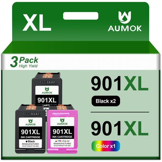 3-Pack 901XL Ink Cartridges 901 Ink Cartridge  J4550 J4540 J4500 4500 J4660 J4680c G510a (2 Black, 1 Tri-Color)