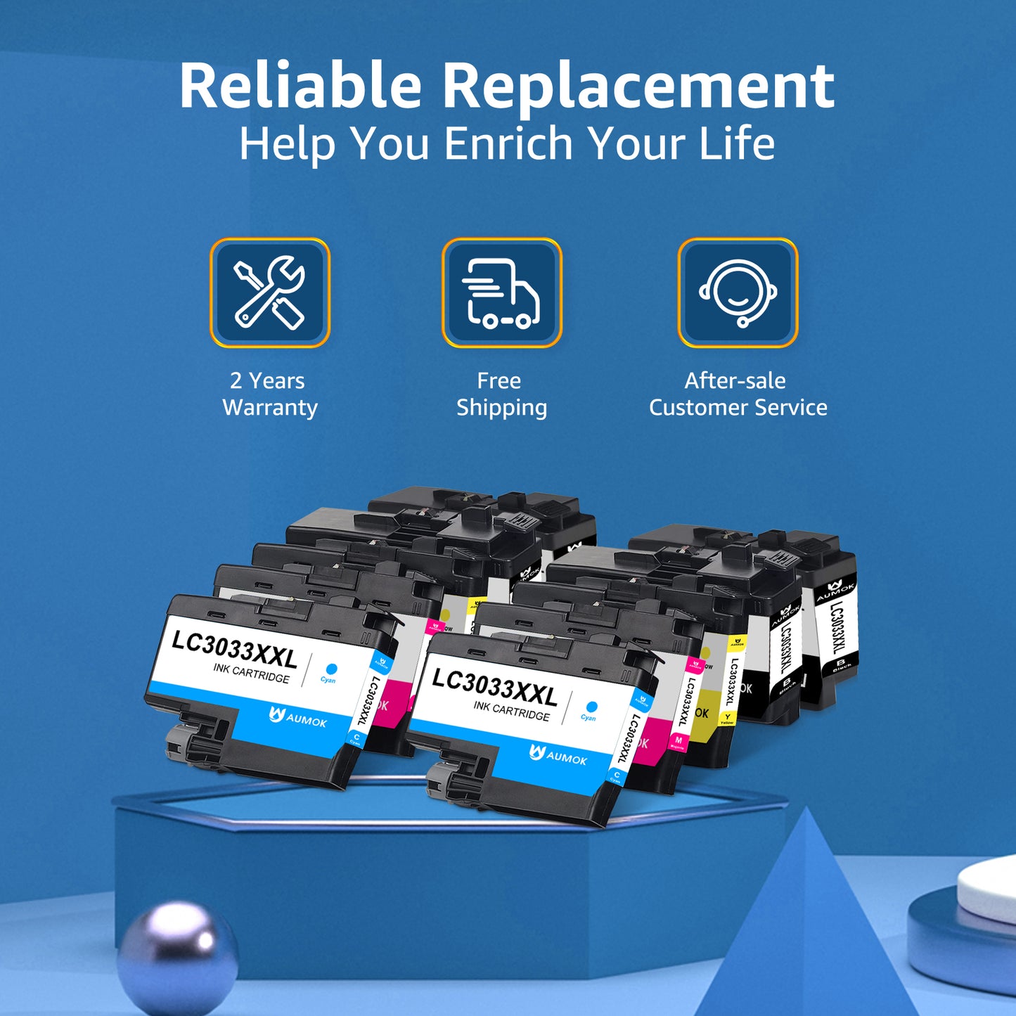 10-Pack Brother LC3033 Ink Cartridges LC3035 XXL Ink Replacement for Brother 3033 LC3033XXL LC3033 LC3035XXL LC3035 Work for Brother MFC-J995DW MFC-J805DW MFC-J815DW(4Black, 2Cyan, 2Magenta, 2Yellow)