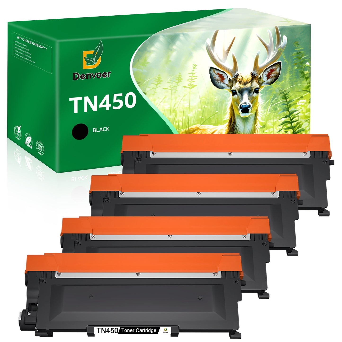 TN-450 Toner Cartridge Compatible for Brother(4 Black)