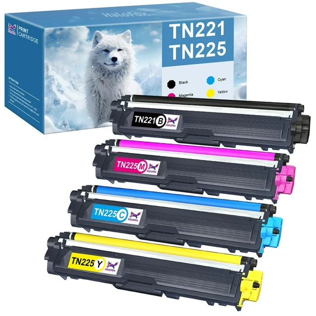 TN221 TN225 Toner Cartridge Compatible for Brother(Black Cyan Yellow Magenta 4-Pack)