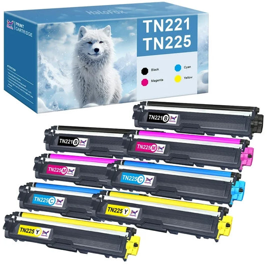 TN221 TN225 Toner Cartridge Compatible for Brother(Black Cyan Yellow Magenta 8-Pack)