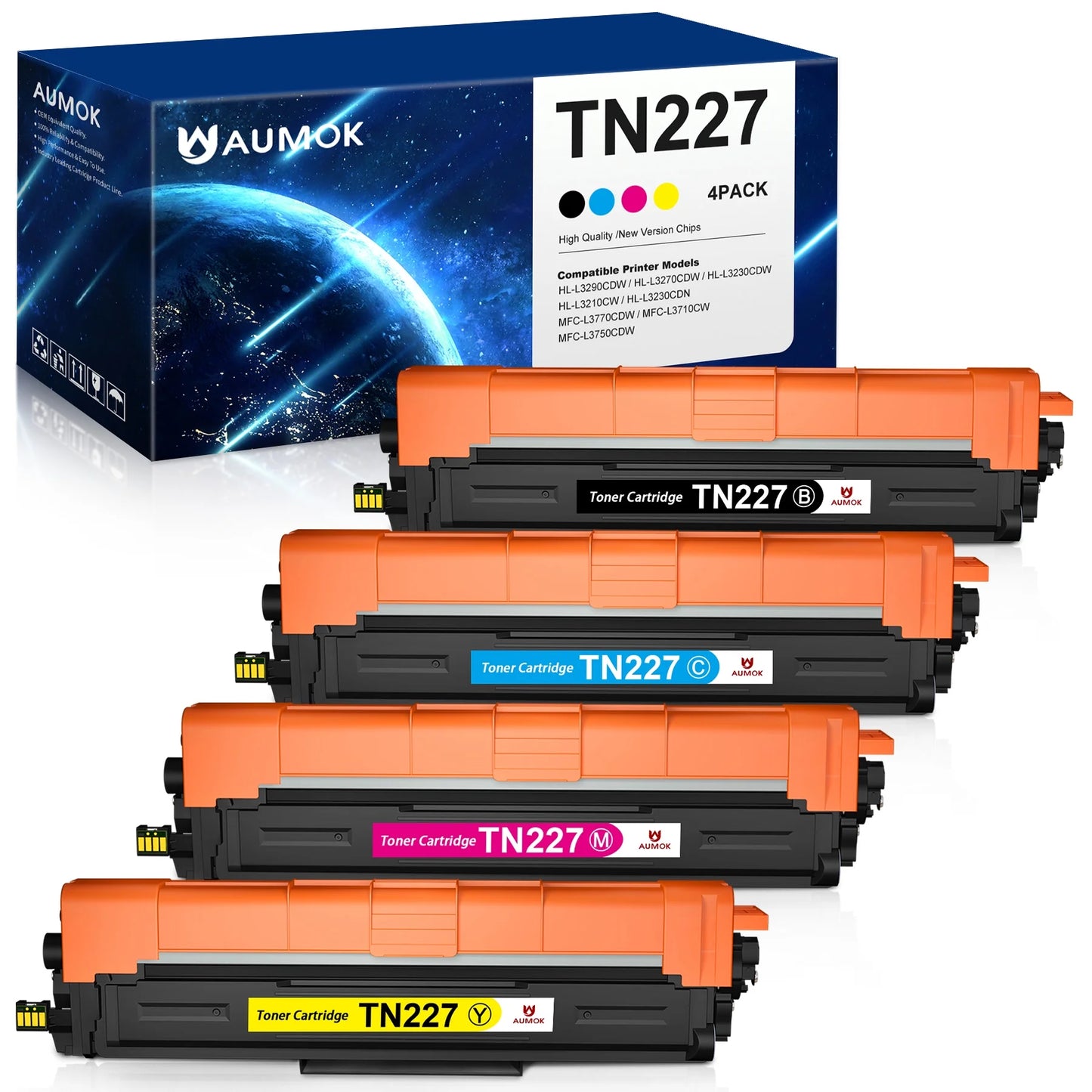 TN227 TN223 Toner Cartridge Compatible for Brother Printers (Black Cyan Magenta Yellow, 4 Pack)