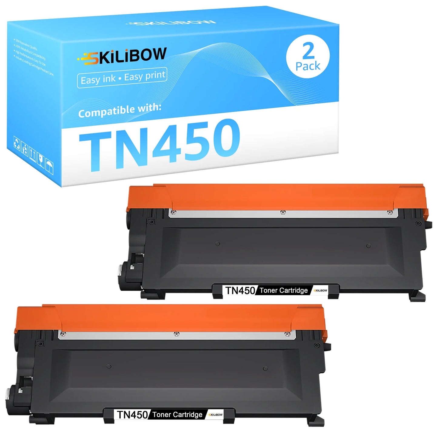 TN450 Compatible Toner Cartridge Replacement for Brother (2 Black)