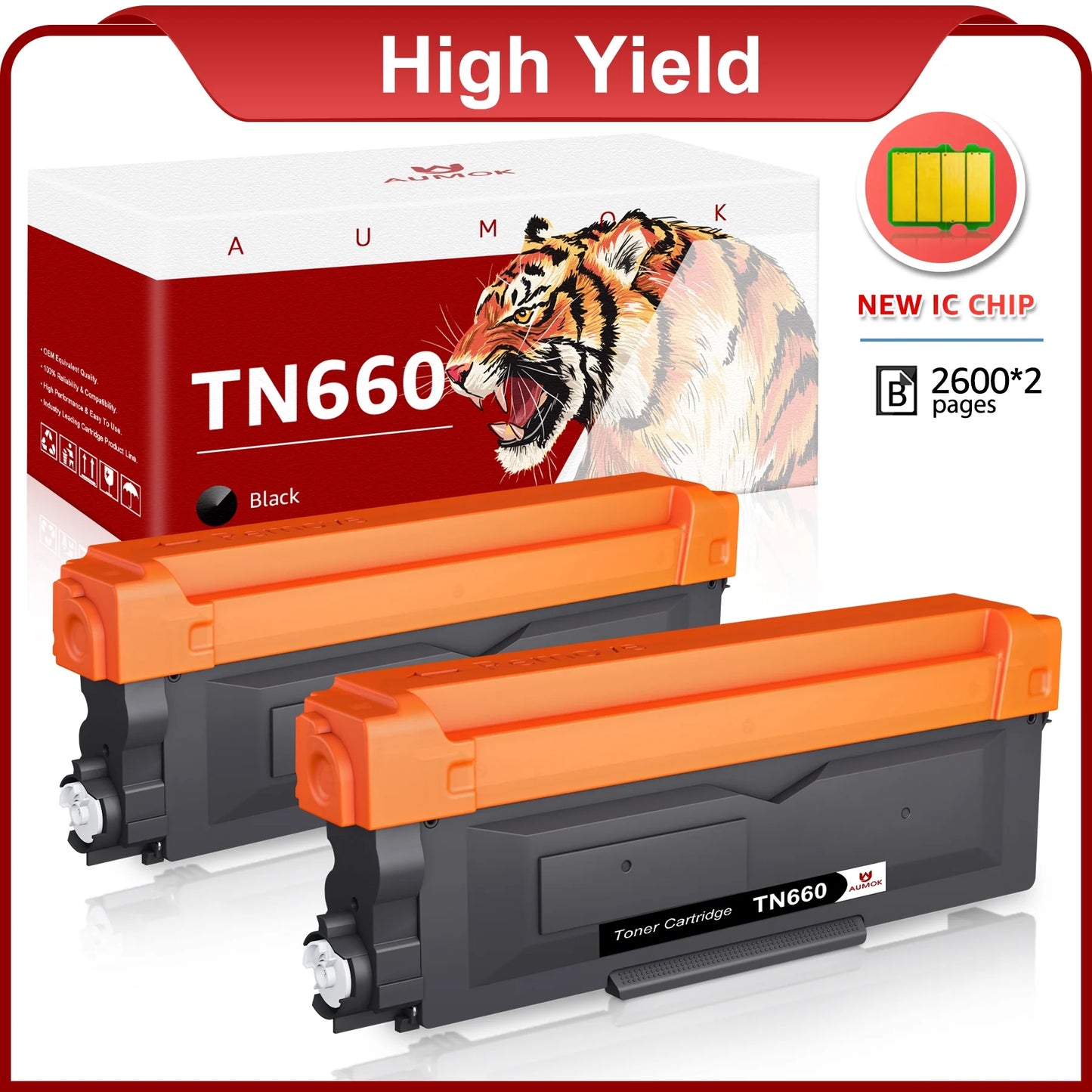 TN660 TN 660 Toner Cartridge TN630 TN 630 Toner Cartridge Replacement for Brother(Black, 2-Pack)