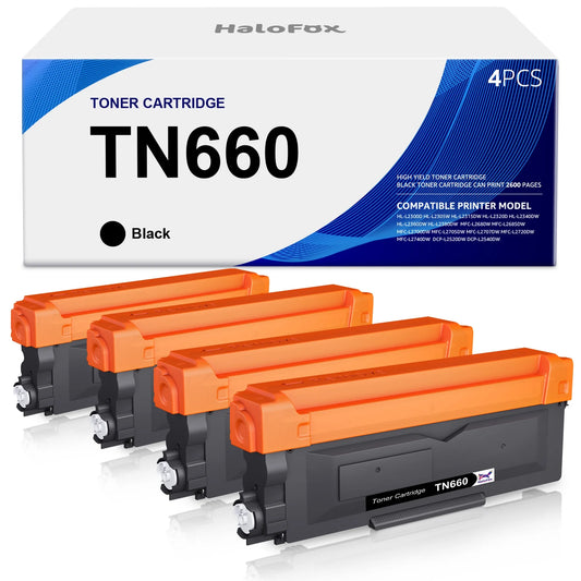 TN660 Toner Cartridge for Brother TN660 TN-660 TN630 TN 660 630 MFC-L2700DW MFC-L2740DW HL-L2320D HL-L2340DW HL-L2380DW Printer Ink (4 Black)