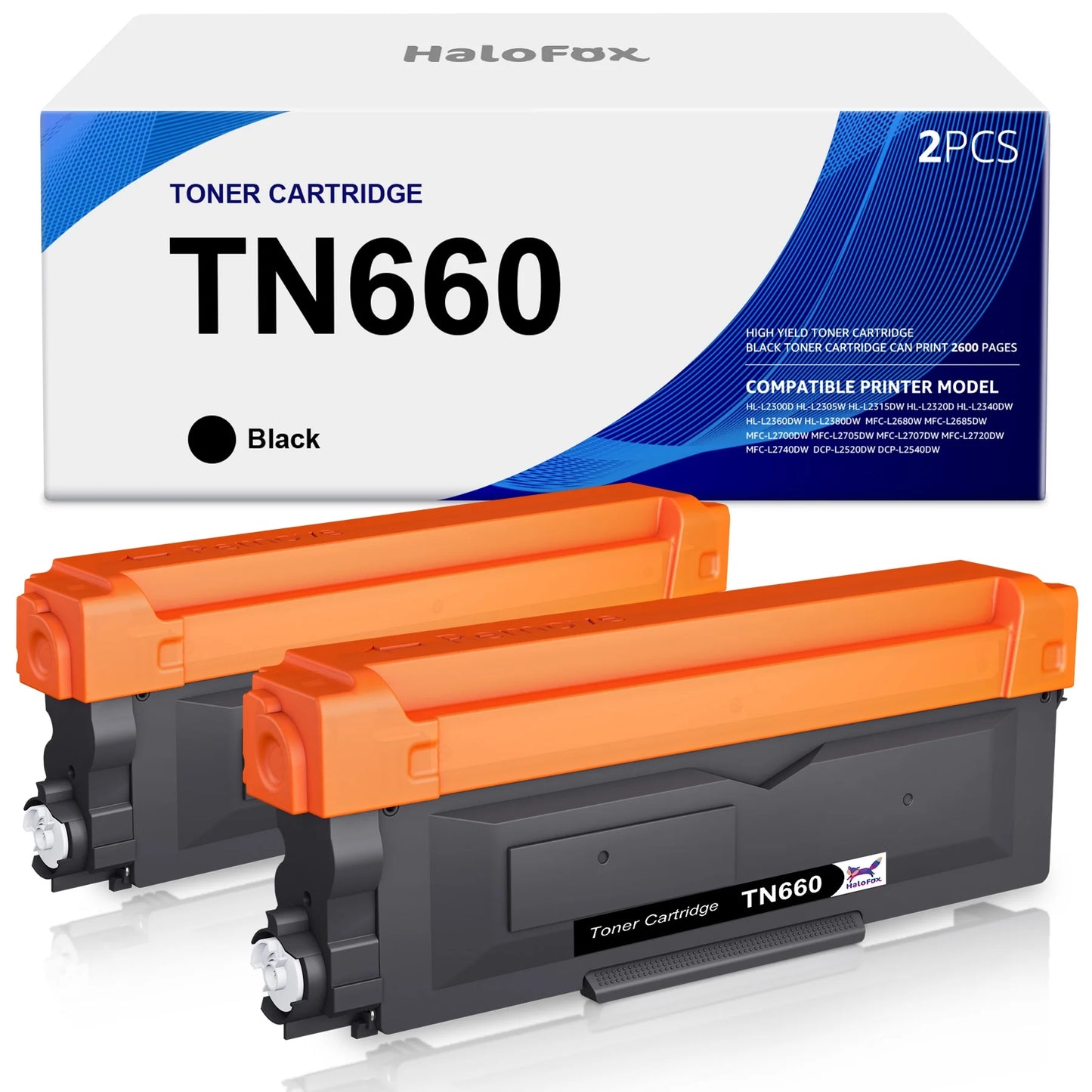 TN660 Toner Cartridges for Brother TN660 TN-660 TN630 TN 660 630 MFC-L2700DW MFC-L2740DW HL-L2320D HL-L2340DW HL-L2380DW Printer Ink (2 Black)