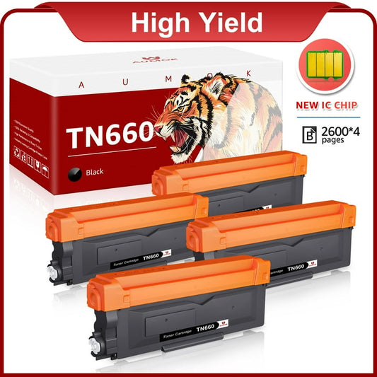 TN660 Toner Cartridge Brother Printer Replacement for Brother TN660 TN-660 TN630 TN-630 to Compatible with HL-L2300D HL-L2380DW HL-L2320D DCP-L2540DW HL-L2340DW HL-L2360DW HL-L2305W (4 Black)