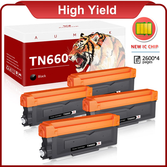 TN660 Toner Cartridge Brother Printer Replacement for Brother(4 Black)