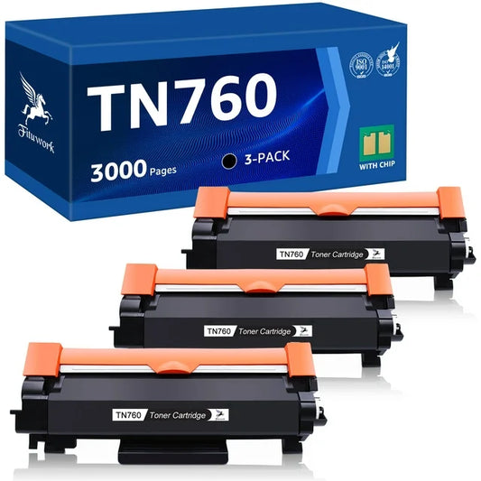 TN730 TN760 Toner Cartridge Compatible for Brother TN-760 TN 760 TN-730 730 for DCP-L2550DW MFC-L2710DW MFC-L2750DW HL-L2395DW HL-L2350DW HL-L2390DW HL-L2370DW Printer Ink (Black, 3-Pack)