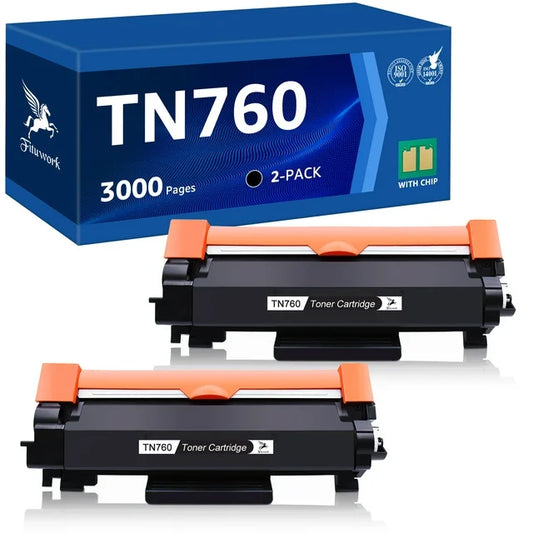 TN730 TN760 Toner Cartridge Compatible for Brother (Black, 2-Pack)