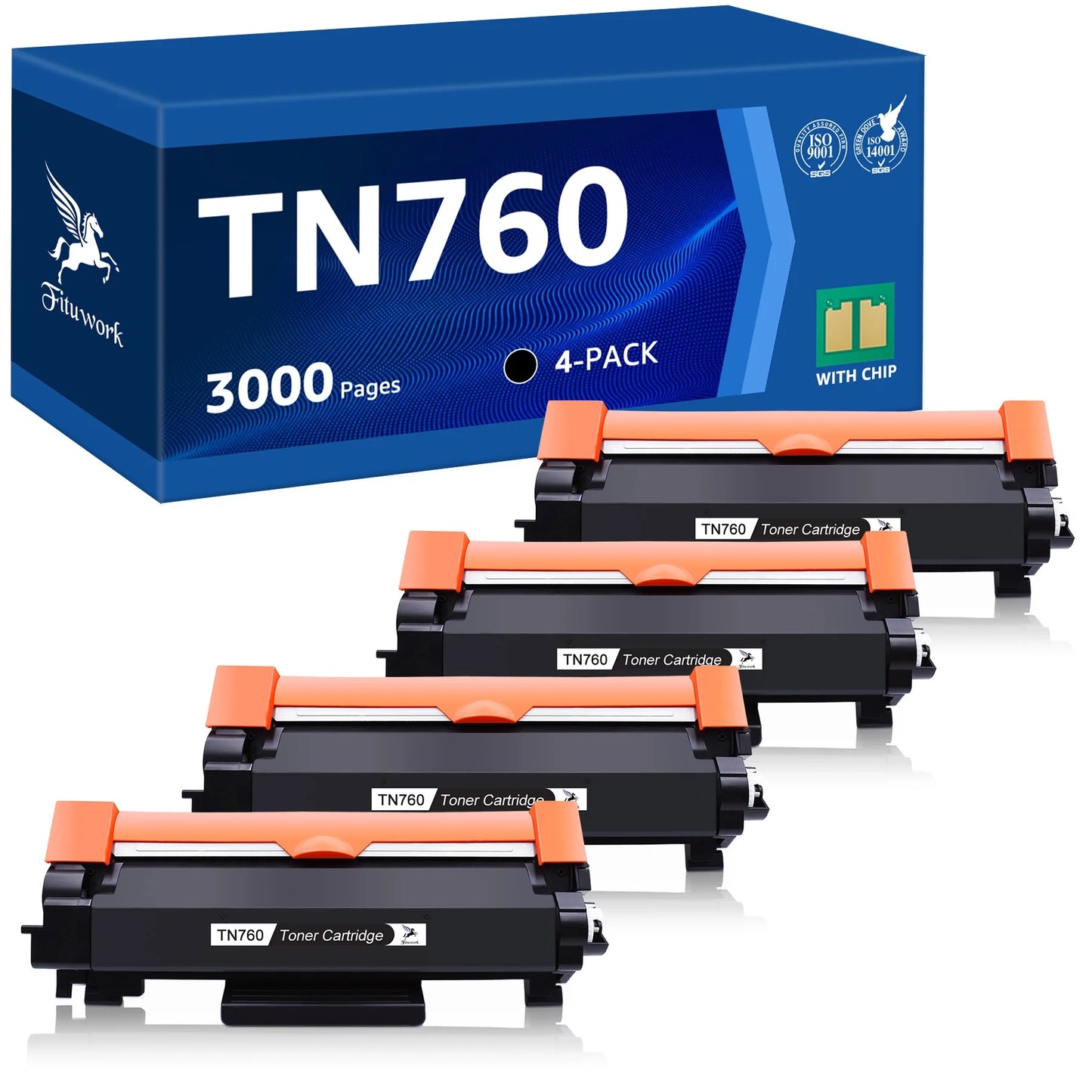 TN730 TN760 Toner Cartridge Compatible for Brother (Black, 4-Pack)