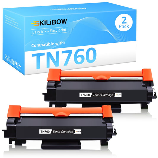 TN760 TN730 Black Toner Cartridge Compatible with Brother(2 Pack)