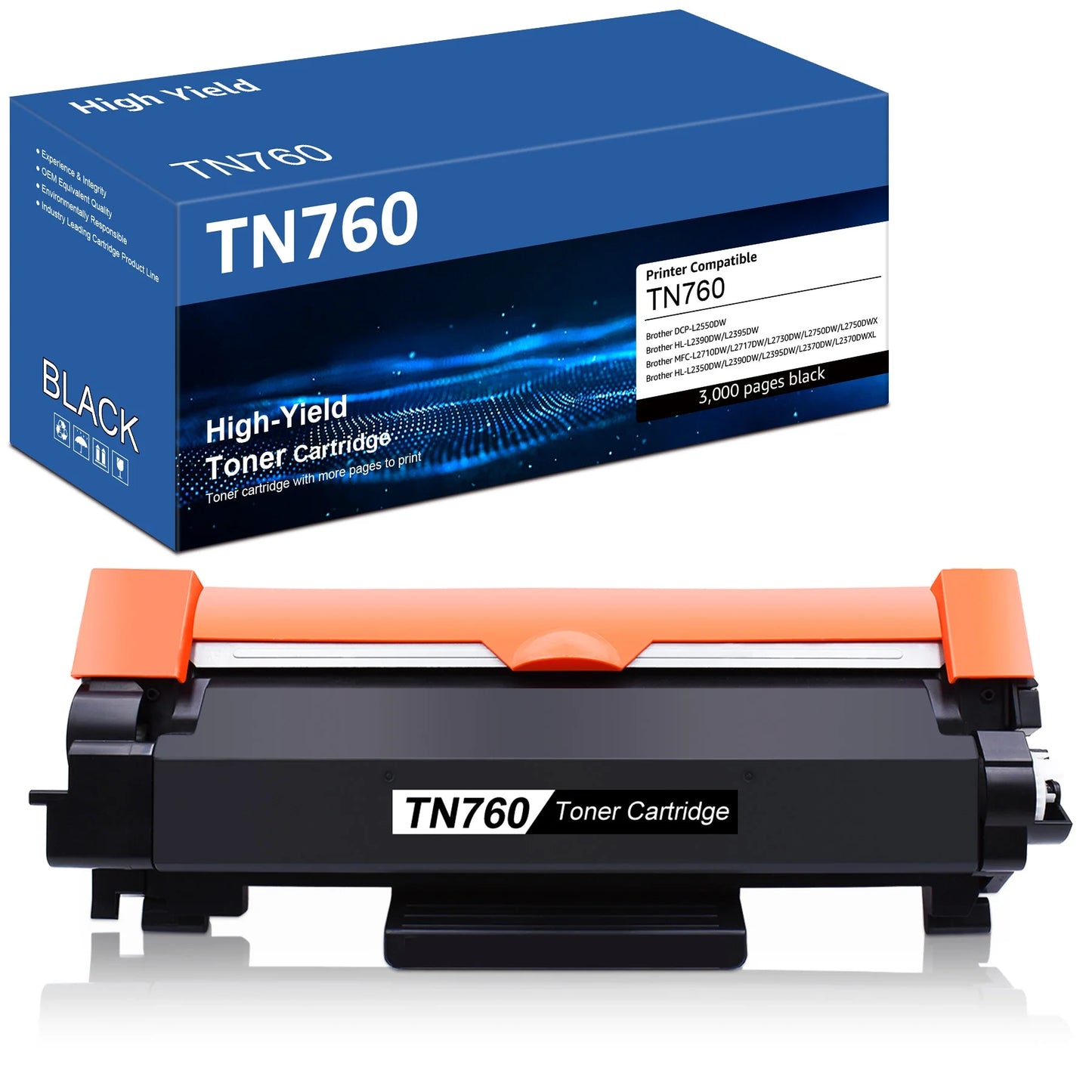 TN760 Toner Cartridge Replacement Compatible for Brother(Black, 1Pack)