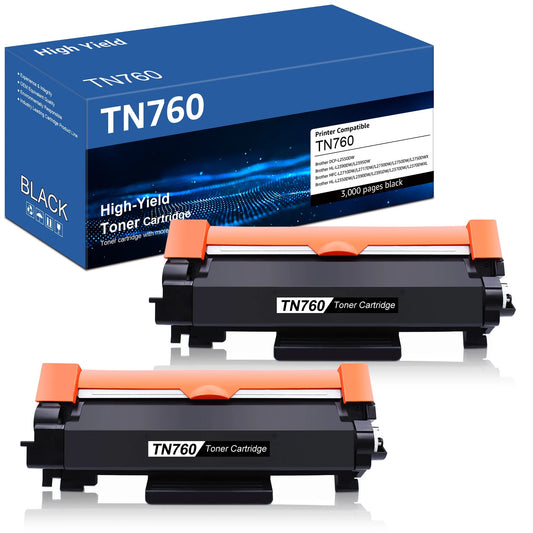 TN760 Toner Compatible Toner for Brother TN-760(Black 2-Pack)