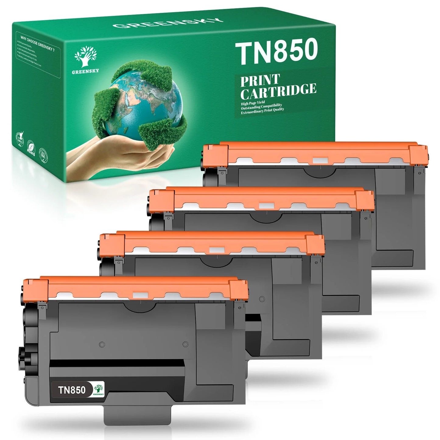 TN850 TN820 Toner Cartridge High Yield Compatible for Brother(Black, 4-Pack)