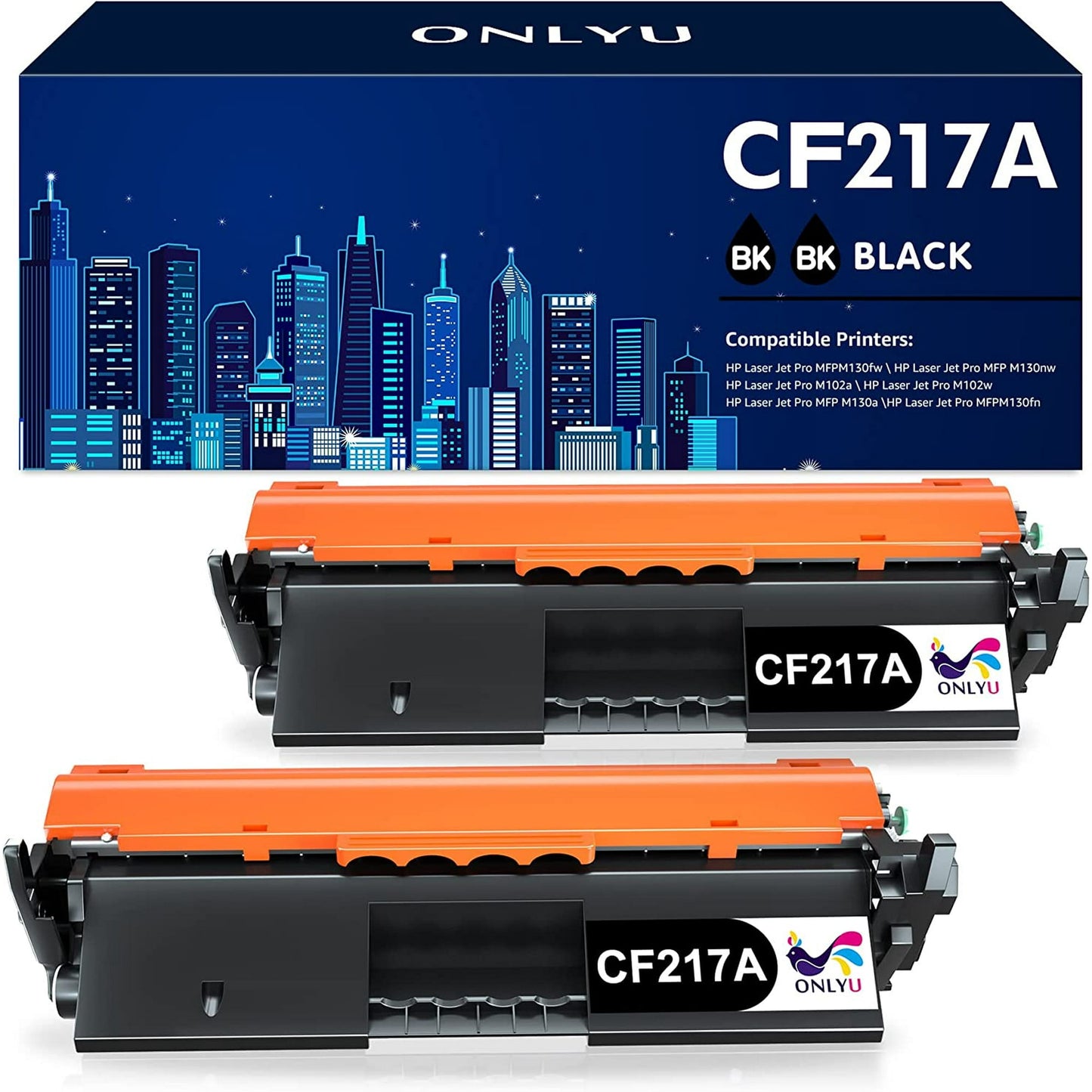 Toner Cartridge Replacement for HP 17A CF217A 217A Toner Cartridge with Chip to Use with HP Laserjet Pro MFP M130fw M130nw M130fn M130a M102w M102a Printer (2 Pack Black)