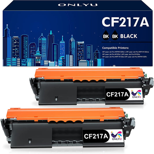 Toner Cartridge Replacement for HP 17A CF217A 217A Toner Cartridge with Chip to Use with HP Laserjet Pro MFP M130fw M130nw M130fn M130a M102w M102a Printer (2 Pack Black)