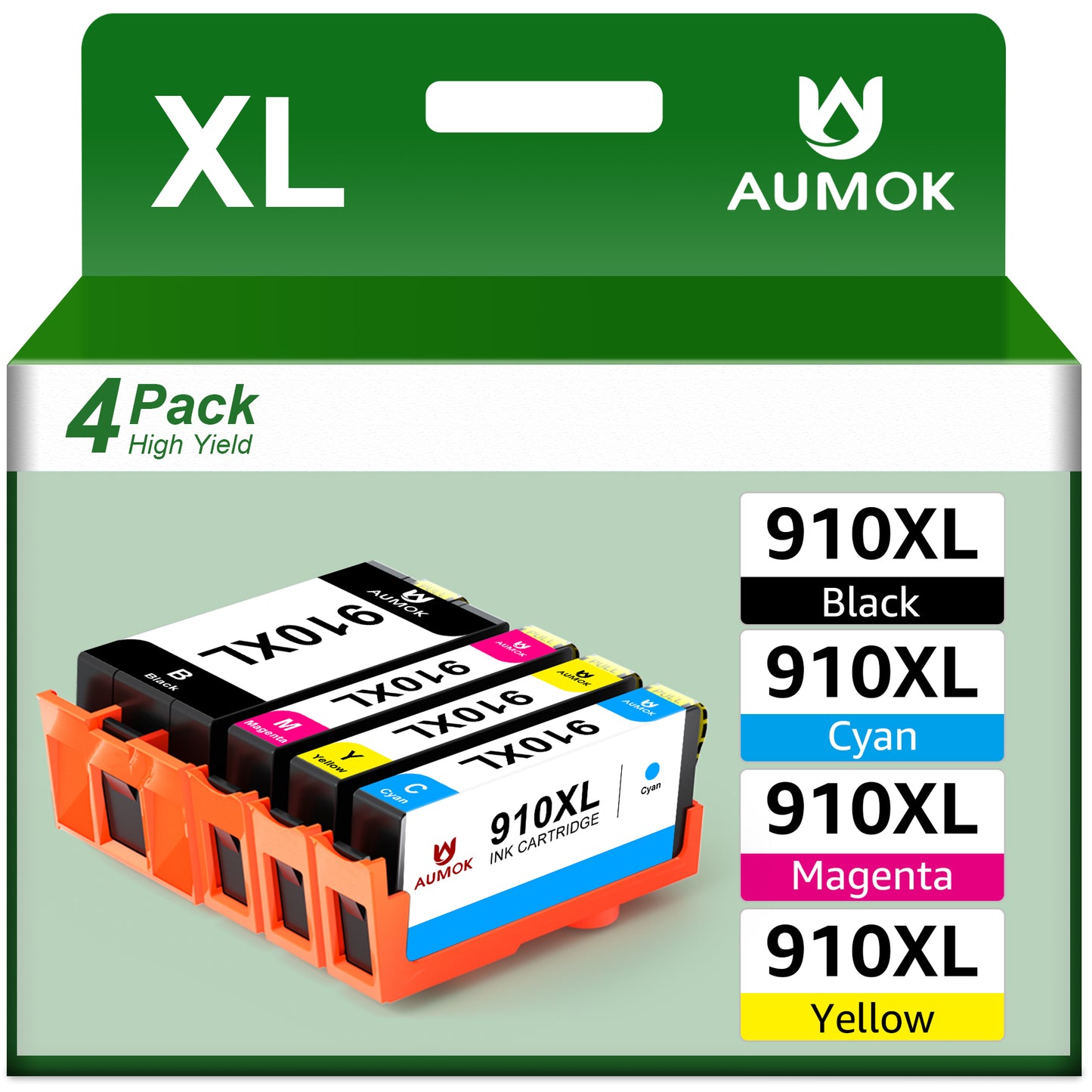 High Yield 910XL Ink Replacement for Printer Ink HP 910 Combo Pack 910XL Ink Cartridge for HP OfficeJet Pro 8020 8030 8025 8035 8028 OfficeJet 8022 8010 8015 (Black, Cyan, Yellow, Magenta, 4-Pack)