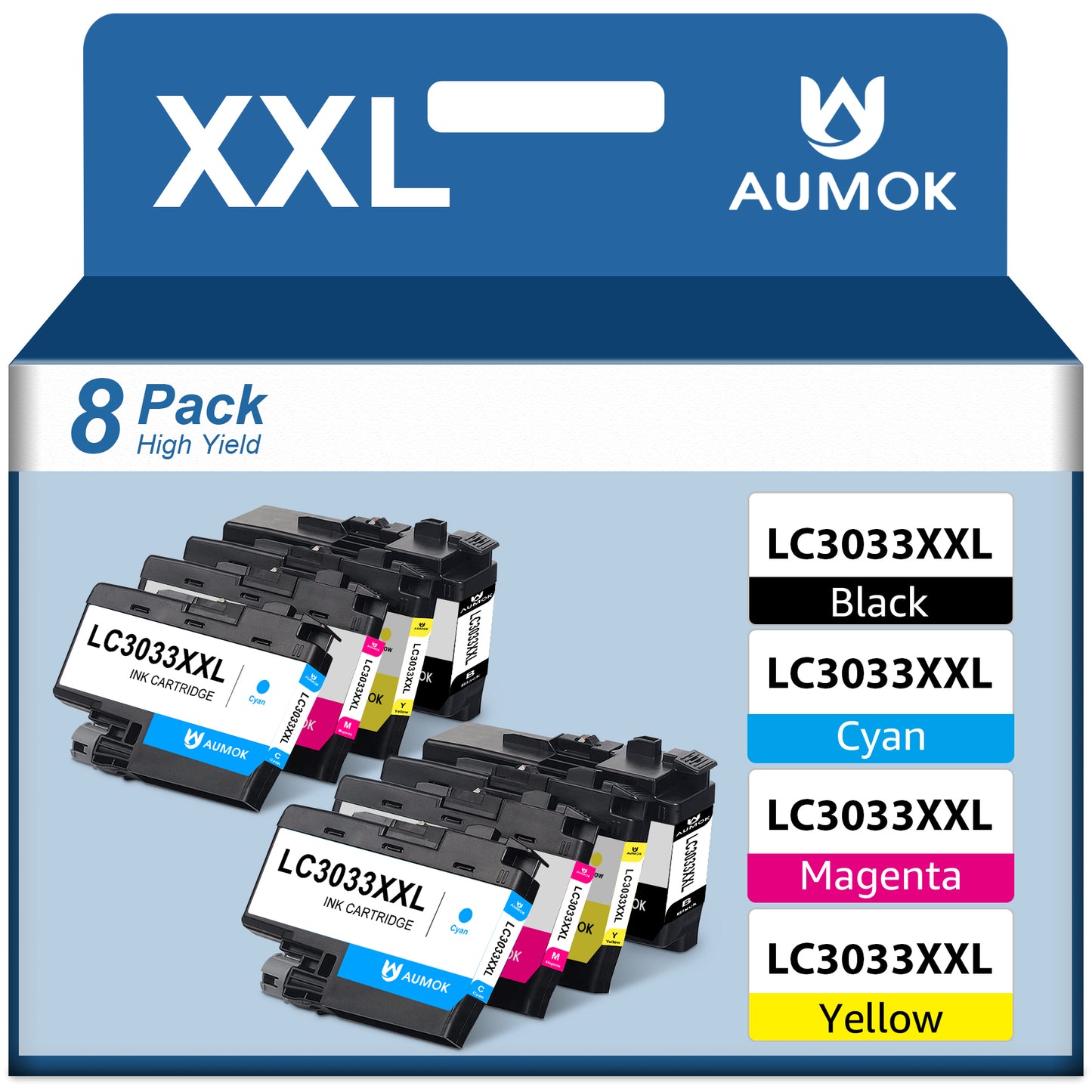 8-Pack LC3033XXL LC3035XXL Ink Replacement for Brother LC3033 LC3035 3033 3035 Ink Cartridges for Brother MFC-J995DW MFC-J805DW MFC-J815DW Printer (2 Black, 2 Cyan, 2 Magenta, 2 Yellow)