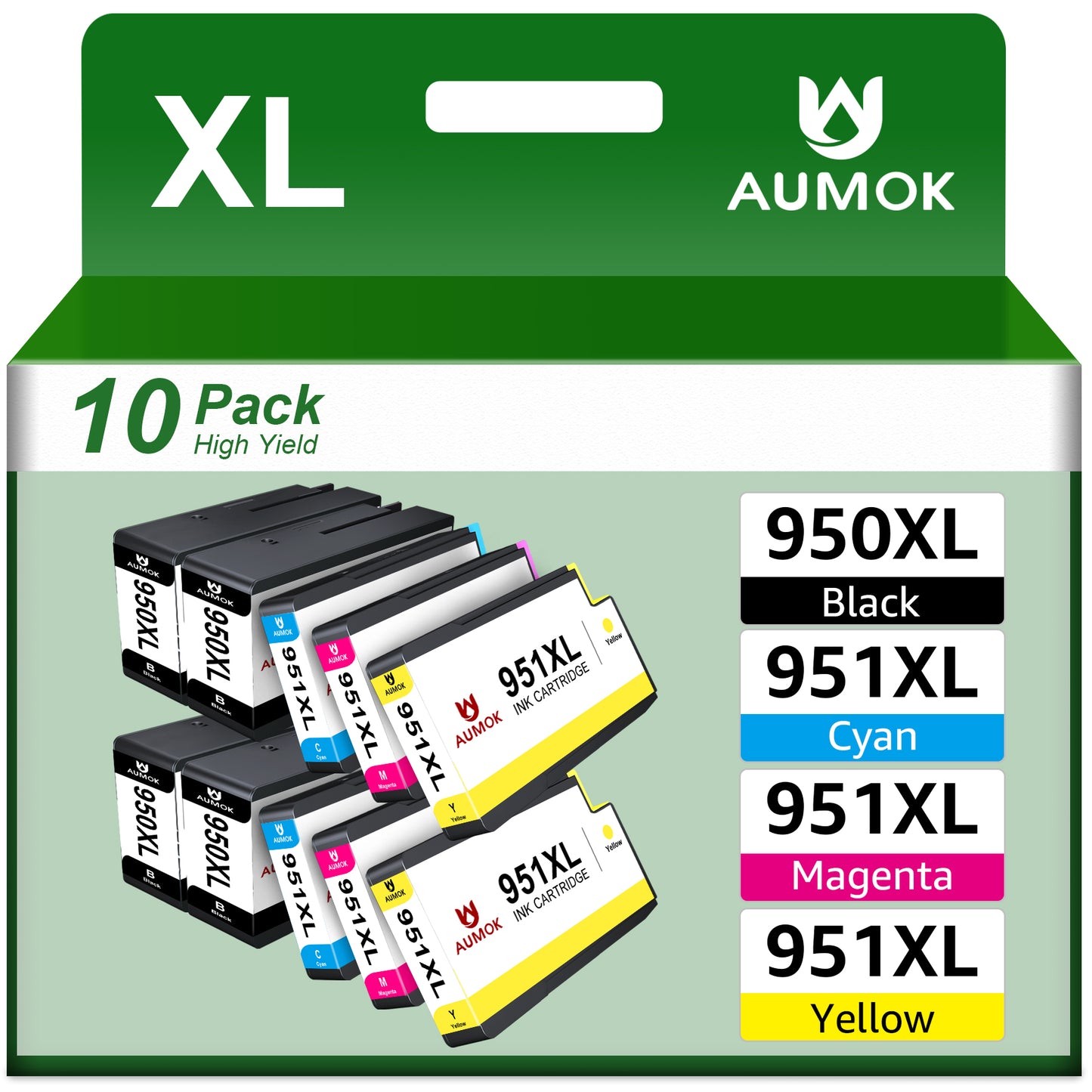 High Yield 950 XL and 951XL Replacement for HP Ink 950XL 951 Combo Pack for HP OfficeJet Pro 8600 8610 8620 8100 8630 8660 8640 276DW 251DW Printer(4 Black, 2 Cyan, 2 Magenta, 2 Yellow), 10 Pack