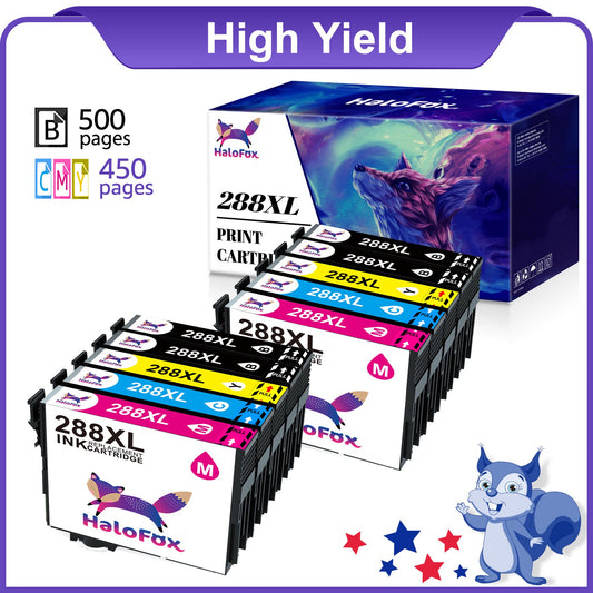 Halofox 288 XL Ink Cartridge Replacement for Epson(4 Black,2 Cyan,2 Magenta,2 Yellow)