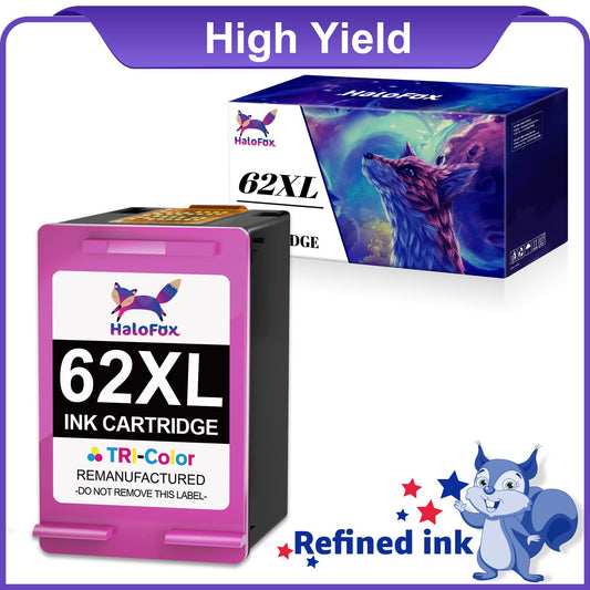 Halofox XL 62 Ink Replacement for HP 62 Ink Cartridge Color-1 pack