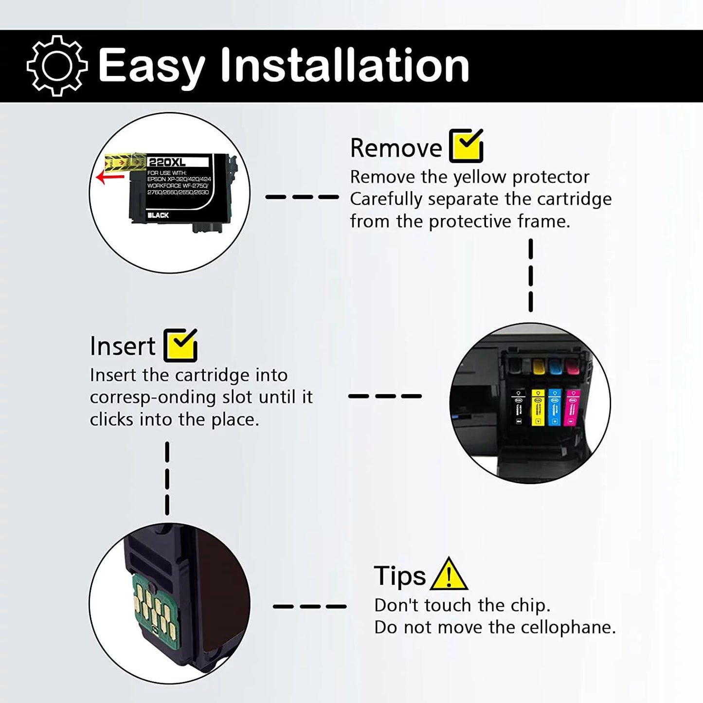 220XL Ink Cartridges Replacement for Epson 220 Ink Cartridge